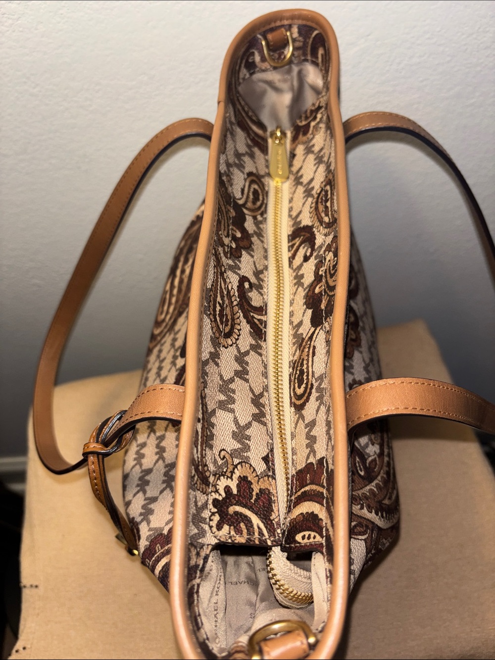 Michael Kors Brown Paisley Logo Tote Bag - Picture 5 of 7
